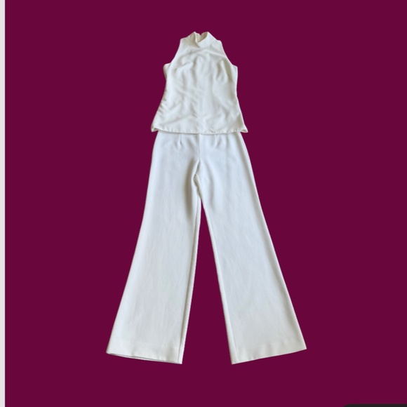 BLACK HALO Wide Leg Pant Set | Cream | Size 6 - Picture 1 of 11